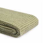 Плед из шерсти зеленого цвета с бахромой Waffle Comfort варинант исполнения - 3 | Loft Concept в Грозном