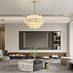 Люстра четырехъярусная с подвесками в форме дисков Cryptocrystalline Stone варинант исполнения - 6 | Loft Concept в Грозном