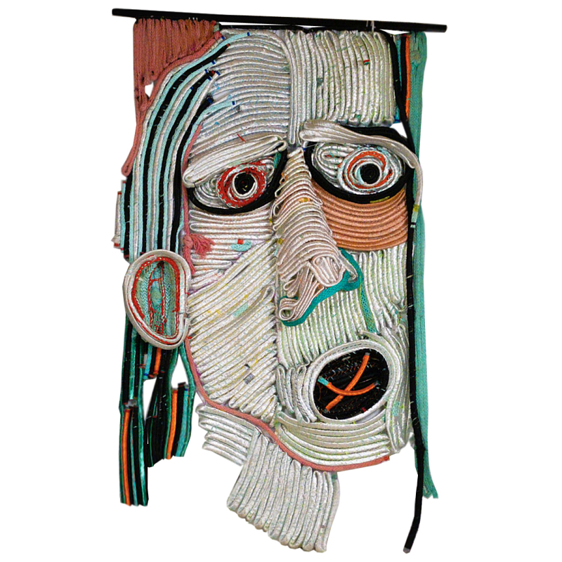 Арт-Объект плетеный из нитей большой портрет Joana Schneider  Зеленый Терракотовый Бежевый в Грозном | Loft Concept 