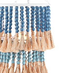 Подвесной светильник двухъярусный с декором из круглых деревянных бусин с кисточками Blue Wooden Beads Chandelier варинант исполнения - 1 | Loft Concept в Грозном