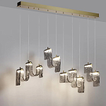 Подвесной светильник линейный с плафонами волнистой формы из фактурного стекла Big Wave варинант исполнения - 4 | Loft Concept в Грозном