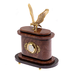 Часы настольные бронзовые из натурального камня Лемезит с декором в виде горного орла Eagle Stone Clock варинант исполнения - 2 | Loft Concept в Грозном