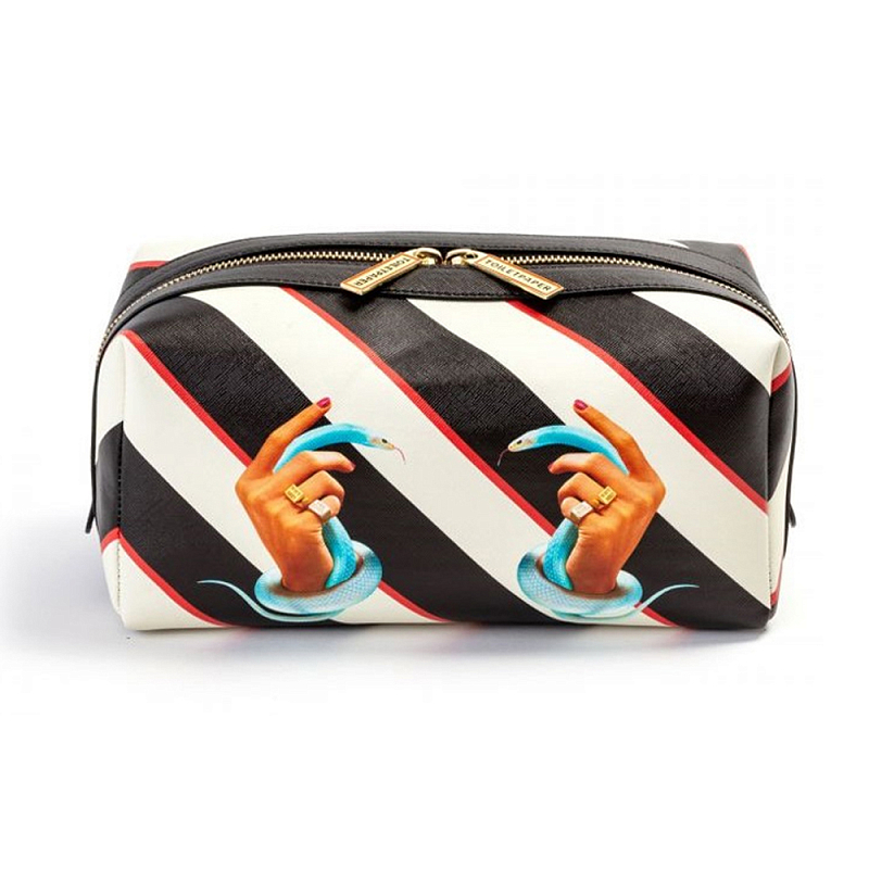 Косметичка Seletti Stripes Hands with Snakes Черный Белый Голубой Бежевый Косметичка Seletti Stripes Hands with Snakes Черный Белый Голубой Бежевый в Грозном | Loft Concept