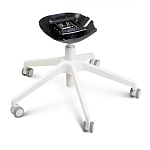 Стул с мягкой синей обивкой из велюра и подъемно-поворотным механизмом на белых колесиках Harper Blue and White варинант исполнения - 5 | Loft Concept в Грозном