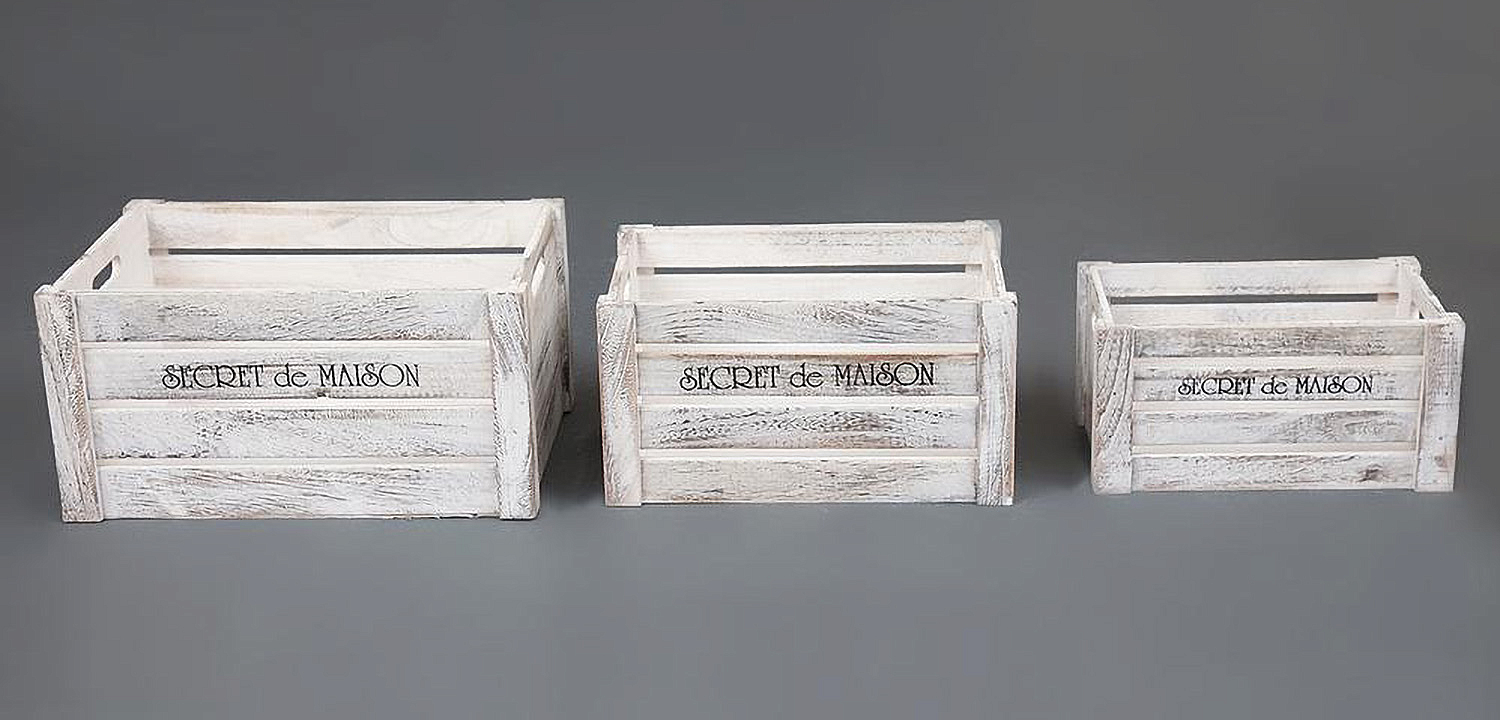 Набор из трёх ящиков Set of three antique white boxes  - Loft-Concept в Грозном