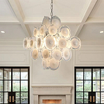 Люстра  с каскадом из круглых декоративных элементов  White Clear Glass Chandelier варинант исполнения - 4 | Loft Concept в Грозном