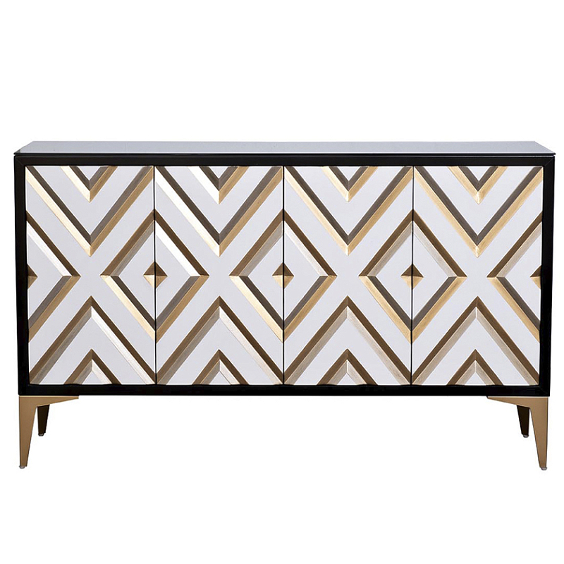 Комод в стиле арт-деко Kente Pattern Commode Черный Бронза Комод в стиле арт-деко Kente Pattern Commode Черный Бронза в Грозном | Loft Concept