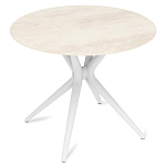 Стол обеденный с круглой столешницей из керамики на четырех белых ножках Sand Ceramics варинант исполнения - 3 | Loft Concept в Грозном