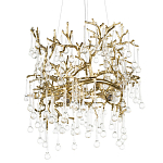 Подвесная люстра в виде ветвей деревьев золотого цвета с прозрачными подвесками-каплями 8 и 14 ламп Droplet Chandelier варинант исполнения - 1 | Loft Concept в Грозном