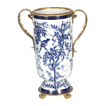 Ваза с бронзовыми ручками и синим цветочным узором Blue & White Ornament варинант исполнения - 1 | Loft Concept в Грозном