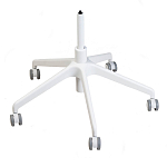 Стул с мягкой синей обивкой из велюра и подъемно-поворотным механизмом на белых колесиках Harper Blue and White варинант исполнения - 4 | Loft Concept в Грозном