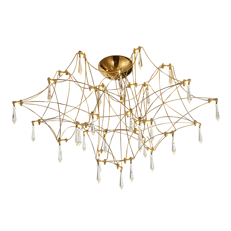 Потолочный светильник с тонкой металлической конструкцией цвета золото Quasar Золотой Прозрачный в Грозном | Loft Concept 
