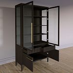 Витрина Primo со стеклянными фасадами и буфетом шпон Темный орех варинант исполнения - 4 | Loft Concept в Грозном