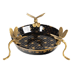 Блюдо черного цвета из фрафора на бронзовых ножках в виде стрекоз Eden Garden варинант исполнения - 2 | Loft Concept в Грозном