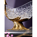 Чаша из прозрачного стекла на бронзовой подставке в виде павлина с рельефным хвостом Eden Garden варинант исполнения - 5 | Loft Concept в Грозном