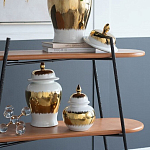 Ваза белая с крышкой и золотистыми фрагментами Chinoiserie Ceramics варинант исполнения - 2 | Loft Concept в Грозном