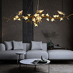 Люстра в виде золотой ветки с цветами и птичками Marvelous Garden варинант исполнения - 3 | Loft Concept в Грозном