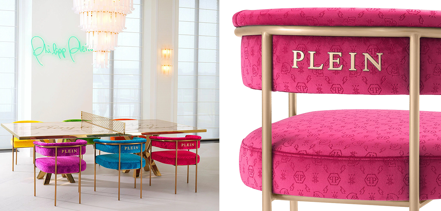 Стул Philipp Plein Dining Chair Monogram Розовый Стул Philipp Plein Dining Chair Monogram Розовый - Loft-Concept в Грозном