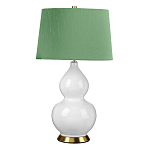 Настольная лампа с белым фигурным основанием на латунном основании и зеленым тканевым конусным абажуром Elstead Lighting варинант исполнения - 1 | Loft Concept в Грозном