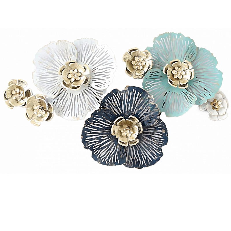 Панно настенное Blank Sheet Flowers Золотой Белый Синий Панно настенное Blank Sheet Flowers Золотой Белый Синий в Грозном | Loft Concept