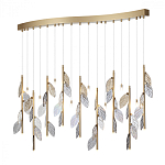 Люстра с золотистыми трубками и прозрачными стеклянными листьями на подвесах Sylva  варинант исполнения - 3 | Loft Concept в Грозном