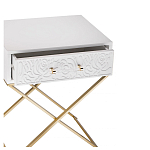 Приставной столик с выдвижным ящиком  White Table Carved Pattern варинант исполнения - 2 | Loft Concept в Грозном