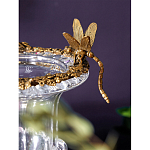 Ваза из прозрачного стекла на бронзовой подставке с ободком и ручками в виде стрекоз Eden Garden варинант исполнения - 3 | Loft Concept в Грозном