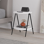 Стол приставной с 2-мя круглыми белыми столешницами ESSEL SIDE TABLE WHITE варинант исполнения - 4 | Loft Concept в Грозном