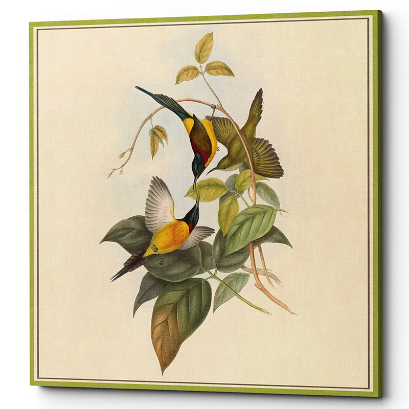 Постер на холсте с изображением птиц и цветов Blooming Birds Poster Мульти Бежевый Постер на холсте с изображением птиц и цветов Blooming Birds Poster Мульти Бежевый в Грозном | Loft Concept