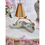 Блюдо из голубого фарфора с бронзовой ручкой в виде ветки Blue Garden варинант исполнения - 3 | Loft Concept в Грозном