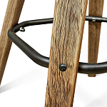 Барный стул со спинкой и металлической подставкой на 4-х деревянных ножках Коричневый Велюр Vendramin Chair варинант исполнения - 3 | Loft Concept в Грозном