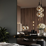 Настольная лампа с черным основанием и золотистым декором Bruno варинант исполнения - 5 | Loft Concept в Грозном