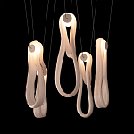 Подвесной светильник белого цвета с 6-ю изогнутыми плафонами Flow Loop варинант исполнения - 6 | Loft Concept в Грозном