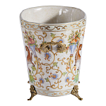 Кашпо с растительным и животным орнаментом на бронзовых ножках Turquoise Blooming Garden варинант исполнения - 3 | Loft Concept в Грозном