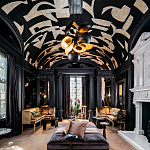 Обои ручная роспись в стиле Арт-деко Symphony Original colourway on Flint silk dupion варинант исполнения - 1 | Loft Concept в Грозном