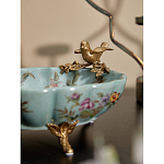 Блюдо из голубого фарфора с бронзовой птичкой Blue Garden варинант исполнения - 6 | Loft Concept в Грозном