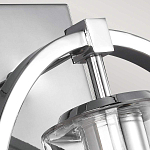 Бра цвета хром с круглой рамой и цилиндрическим прозрачным стеклянным плафоном на прямоугольном основании Feiss варинант исполнения - 2 | Loft Concept в Грозном