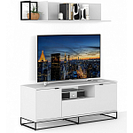 ТВ-тумба белая с  2-мя дверцами и ящиком Strict Lines варинант исполнения - 5 | Loft Concept в Грозном