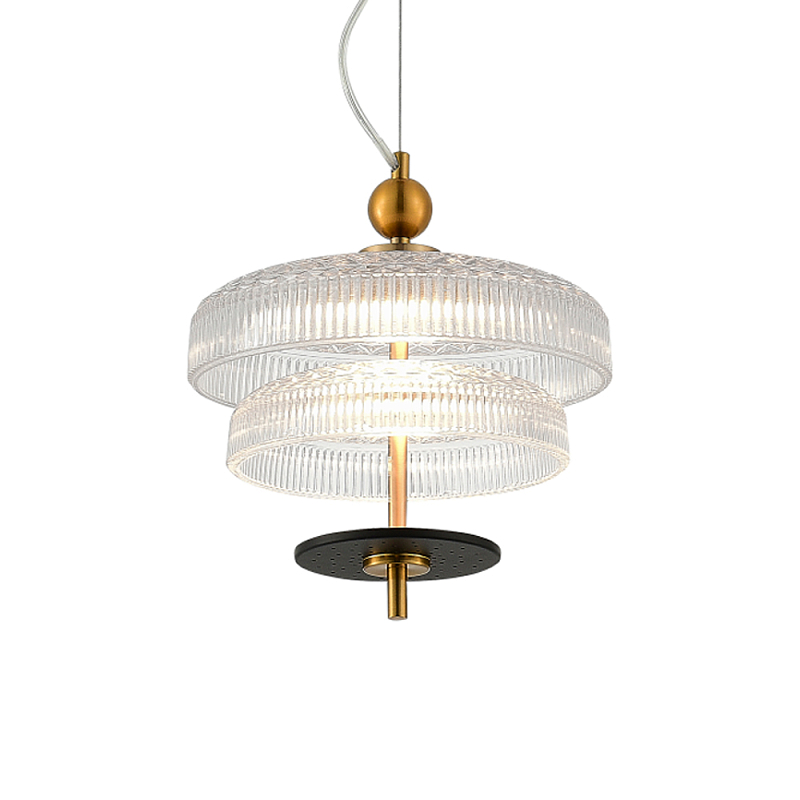Подвесной светильник многослойный из рифленого прозрачного стекла Academy of Light Прозрачное Стекло Латунь в Грозном | Loft Concept 