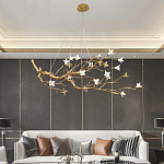 Люстра в виде золотой ветки с цветами Glass Flower Pendant Light варинант исполнения - 4 | Loft Concept в Грозном