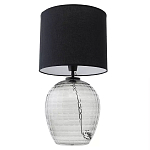 Настольная лампа с черным цилиндрическим тканевым абажуром и фактурным прозрачным основанием Black Cone варинант исполнения - 2 | Loft Concept в Грозном