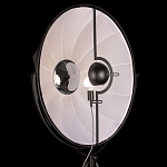 Торшер в виде прожектора с круглым тканевым абажуром на треноге черного цвета Radiance Éclat варинант исполнения - 5 | Loft Concept в Грозном