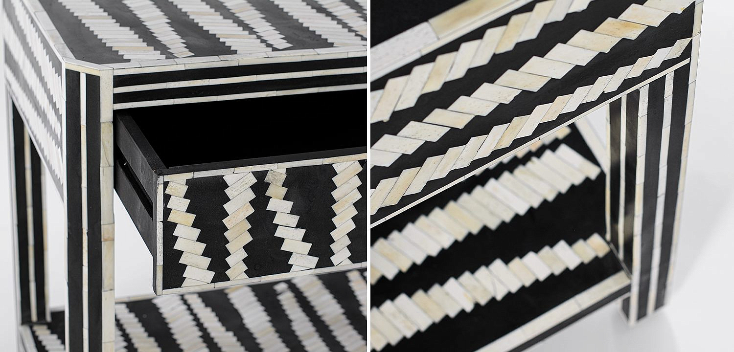 Тумбочка Black&white Indian Bone Inlay nightstand Тумбочка Black&white Indian Bone Inlay nightstand - Loft-Concept в Грозном