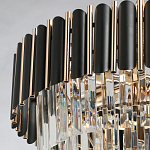 Люстра из черного металла с многоярусными подвесками из прозрачного хрусталя на золотой цепи Empire Black Chandelier Crystal варинант исполнения - 10 | Loft Concept в Грозном