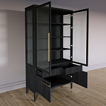 Витрина Primo со стеклянными фасадами и буфетом шпон Черный дуб варинант исполнения - 4 | Loft Concept в Грозном