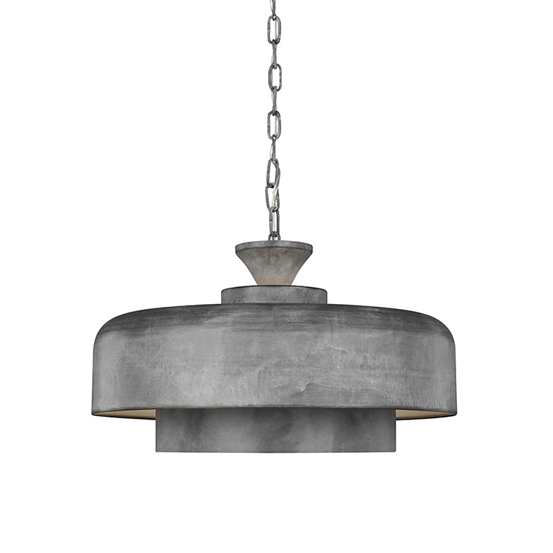 Подвесной светильник с массивным круглым стальным плафоном серого цвета в индустриальном стиле на цепи Feiss Цинк Графит в Грозном | Loft Concept 