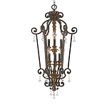 Люстра бронзового цвета с 6-ю лампами и стеклянными подвесками в классическом стиле Quoizel варинант исполнения - 1 | Loft Concept в Грозном