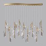Люстра с золотистыми трубками и прозрачными стеклянными листьями на подвесах Sylva  варинант исполнения - 4 | Loft Concept в Грозном