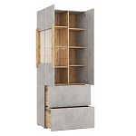 Шкаф-витрина двухдверная с фасадом цвета серый бетон Grace of Furniture варинант исполнения - 3 | Loft Concept в Грозном