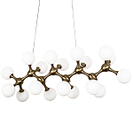 Линейная люстра с плафонами из стеклянных шаров Pearls Suspension Linear Brass Chandelier варинант исполнения - 3 | Loft Concept в Грозном